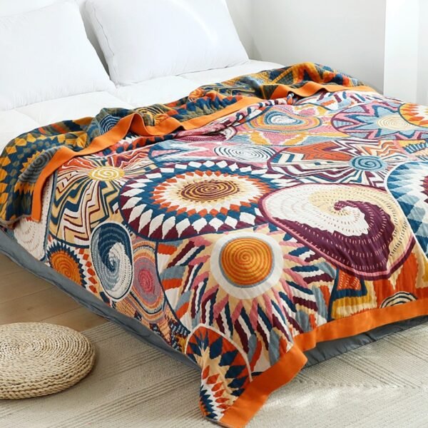 Junwell 100% Cotton Muslin Sofa Cover Spring Autumn Blanket Gauze Bed Chic Soft Multifunction Travel Breathable Throw Blanket